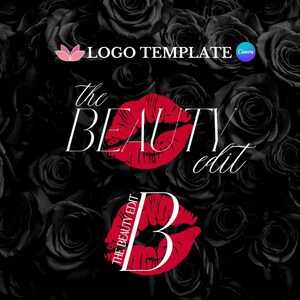 Red and White Beauty Logo Template: Customizable Canva Design (Digital Item)