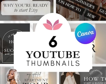 Neutral YouTube Thumbnails: 6 Canva Templates (Digital Item)