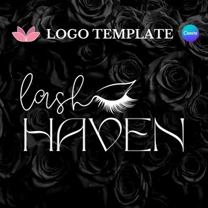 Lash Business Logo Canva Template: Elegant White Design (Digital Download)