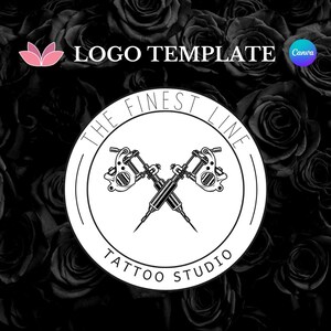 Tattoo Studio Logo Template: Customizable Circle Design (Canva Template)