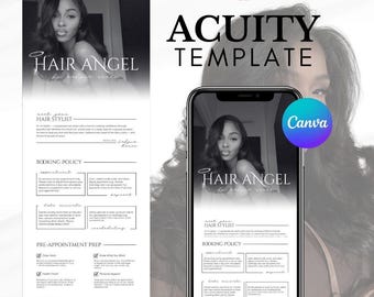 Acuity Canva-sjabloon: zwart-wit boekingsbanners voor kappers (digitaal item)