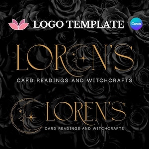 Witchy Gold Logo Template: Customizable Canva Beauty Brand (Digital Download