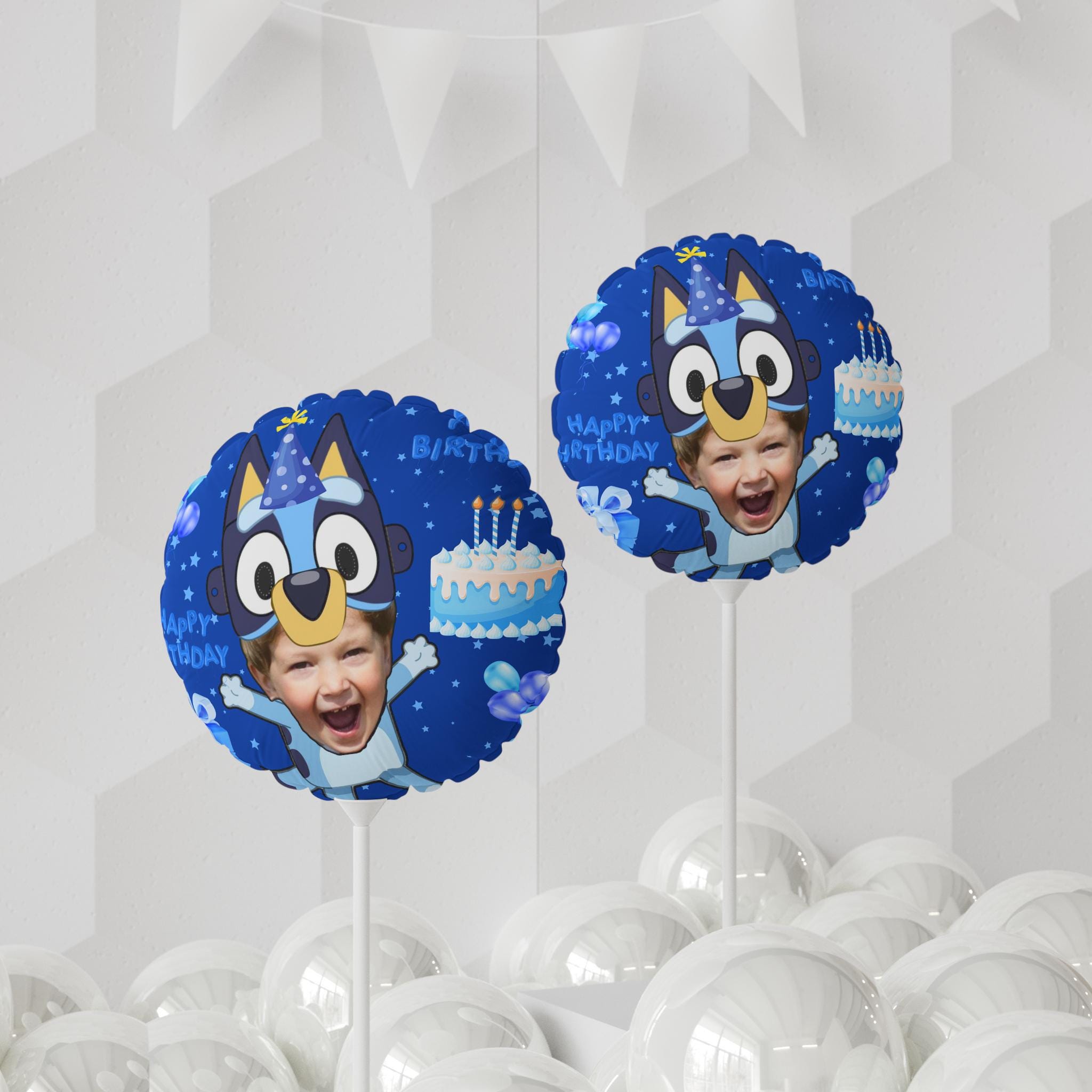 Blue Dog Personalized Face Ballon Birthday Decoration