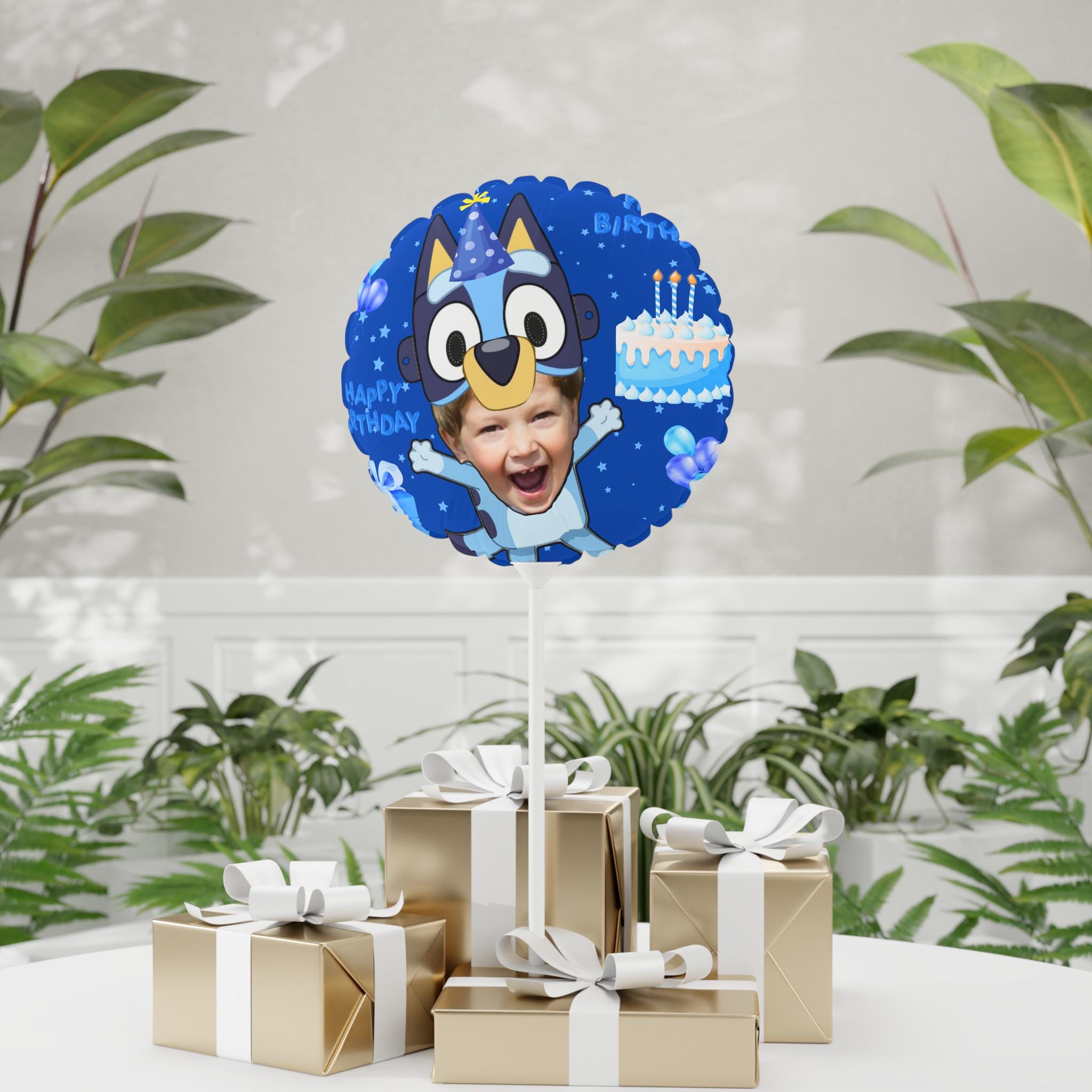 Blue Dog Personalized Face Ballon Birthday Decoration