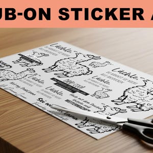 Rub-On Sticker Lama / Alpaca Motif – A5 Sticker Sheet – Smile, you can&#39;t spit on them all, RUB ON for wood, glass, ceramics, Raysin