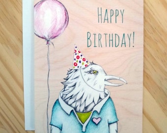 Birthday Card, A2 Greeting Card, Happy Birthday Card, Birthday Card for Bird Lover, FREE SHIPPING