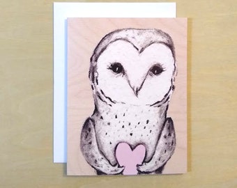 Barn Owl Card, A2 Greeting Card, Just Because Card, Hello Friend Card, Original Art Printed Card, FREE SHIPPING