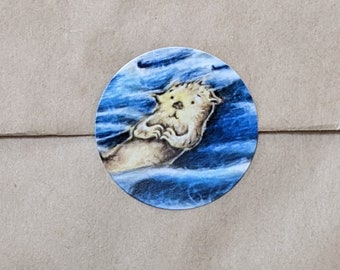 Otter sticker, 100% Recycled Sticker, 48 stickers, FREE Shipping (USA), cute label for envelope