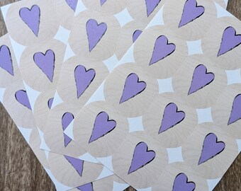 Purple Heart Sticker, 100% recycled label, heart sticker, 48 - 1.25" round stickers, FREE Shipping (USA)