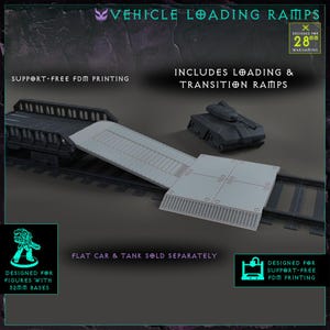 Modular WarTrains Vehicle Loading Ramp - Digital Download STL (FDM Support-Free) - Functional Grimdark Wargaming Terrain