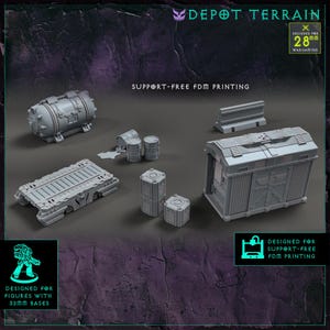 Modular WarTrains Depot Terrain - Digital Download STL (FDM Support-Free) - Functional Grimdark Wargaming Terrain