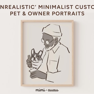 Fun, Quirky and Unique Cartoon Custom Owner and Pet Portrait, Simple Pet Portraits, Memorial Pet Portraits, Minimalist Pet & Owner Portraits