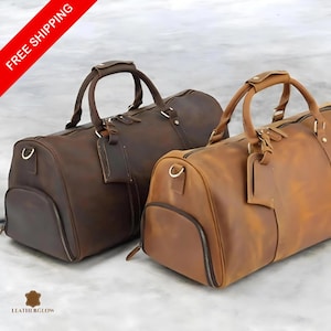 Vollnarbenleder Seesack mit Schuhfach - Herren Reisetasche, Handgepäck, Wochenendgepäck, Reisetasche, einzigartiges Weihnachtsgeschenk
