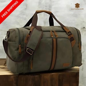 Reisetasche, Wasserdichte Canvas Leder Weekender, Handgemachte Reisetasche mit Schuhfach, Weekender für Männer und Frauen