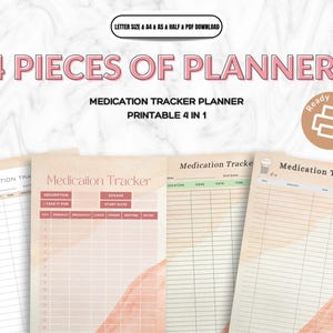 Medication Tracker & Planner – 4-in-1 Pill – Supplement Log Printable – PDF, Letter/A4/A5/Half