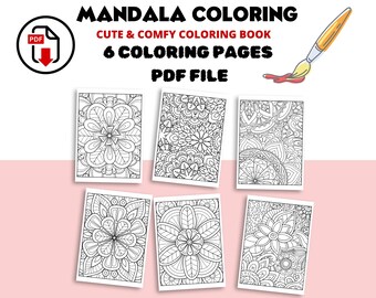 6 pages à colorier de mandalas floraux : motifs pour adultes relaxants (téléchargement numérique)