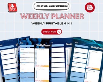 Printable Weekly Planner Template: Undated A4/A5/Letter/Half Letter (Instant Download)