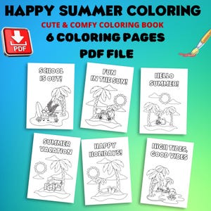 Coloriages d&#39;été : 6 modèles de vacances à la plage amusantes (téléchargement PDF)