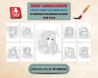 Fairy Coloring Pages | Affirmations, Fantasy Art (Digital Download)