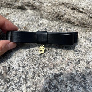 Black Faux Leather Bow Barrette: Minimalist Gold Hair Clip