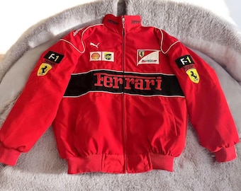 Ferrari Jacket Kids Youth Boys Red Bomber F1 Red Logo
