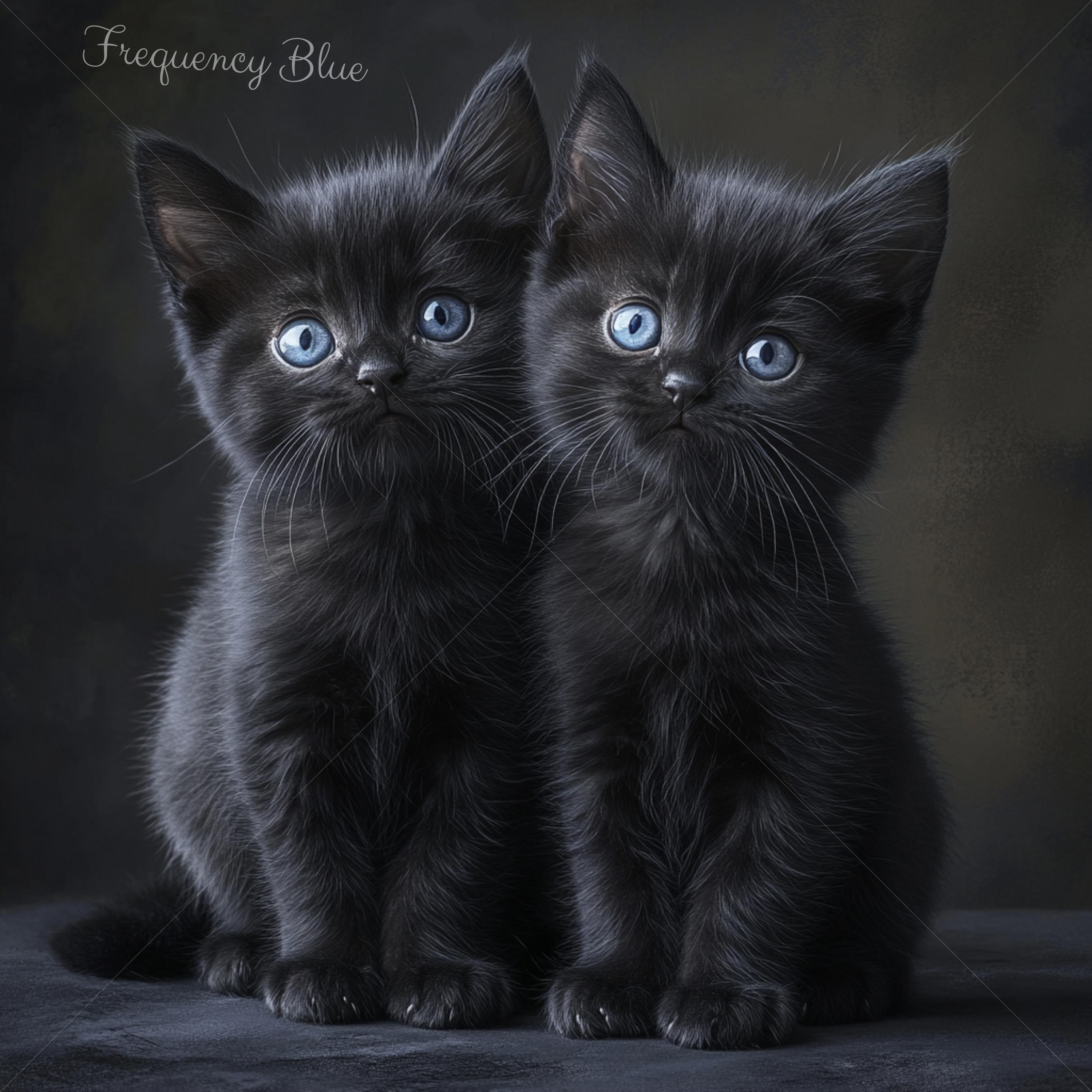 Black Kittens Cute Adorable Cats Beautiful babies, Digital Image Download  Print, High Resolution Ultra Realistic PNG Photo Pic, image size:3000x3000