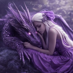 Dragon Fantasy Art, Woman in Purple Dreamland, High Resolution Digital Download, Ultra Realistic Photography PNG Print, JPG Dreamland Print