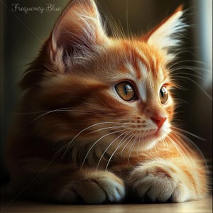 Orange Tabby Cute Adorable Kitten Cat Beautiful, Digital Image Download Print, High Resolution Ultra Realistic PNG Photo Pic