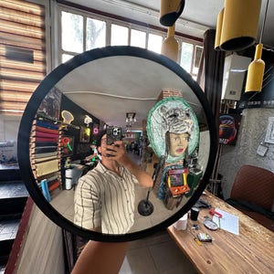 Convex Mirror Decor, Aesthetic Selfie Mirror, Acrylic Convex Security Mirror, Industrial Wall Art, Cyberpunk Room Decor, Round Traffic Mirro image 3