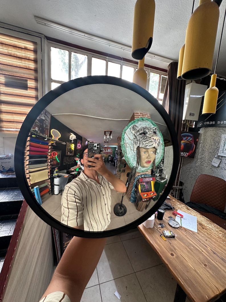 Convex Mirror Decor, Aesthetic Selfie Mirror, Acrylic Convex Security Mirror, Industrial Wall Art, Cyberpunk Room Decor, Round Traffic Mirro image 3