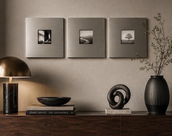 Moderne fotolijst van geborsteld roestvrij staal, minimalistische vierkante metalen fotolijst voor aan de muur, industriële wanddecoratie, luxe woondecoratie