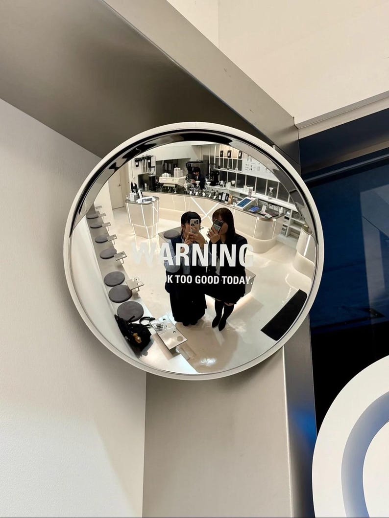 Convex Mirror Decor, Aesthetic Selfie Mirror, Acrylic Convex Security Mirror, Industrial Wall Art, Cyberpunk Room Decor, Round Traffic Mirro image 1