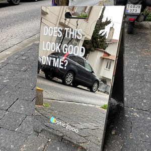 Custom A-Frame Mirror Sign, Stainless Steel Sidewalk Cafe Display Board, A-Frame Sign for Coffee Shops.