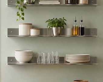 Bauhaus zwevende plank van roestvrij staal, modern minimalistisch zwart opbergrek