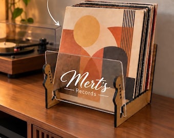 Aanpasbare houten opbergkast voor vinylplaten, vinyl opbergkast voor 22 vinylplaten, stijlvolle platenhouder met capaciteit voor 22 lp's, kerstcadeau
