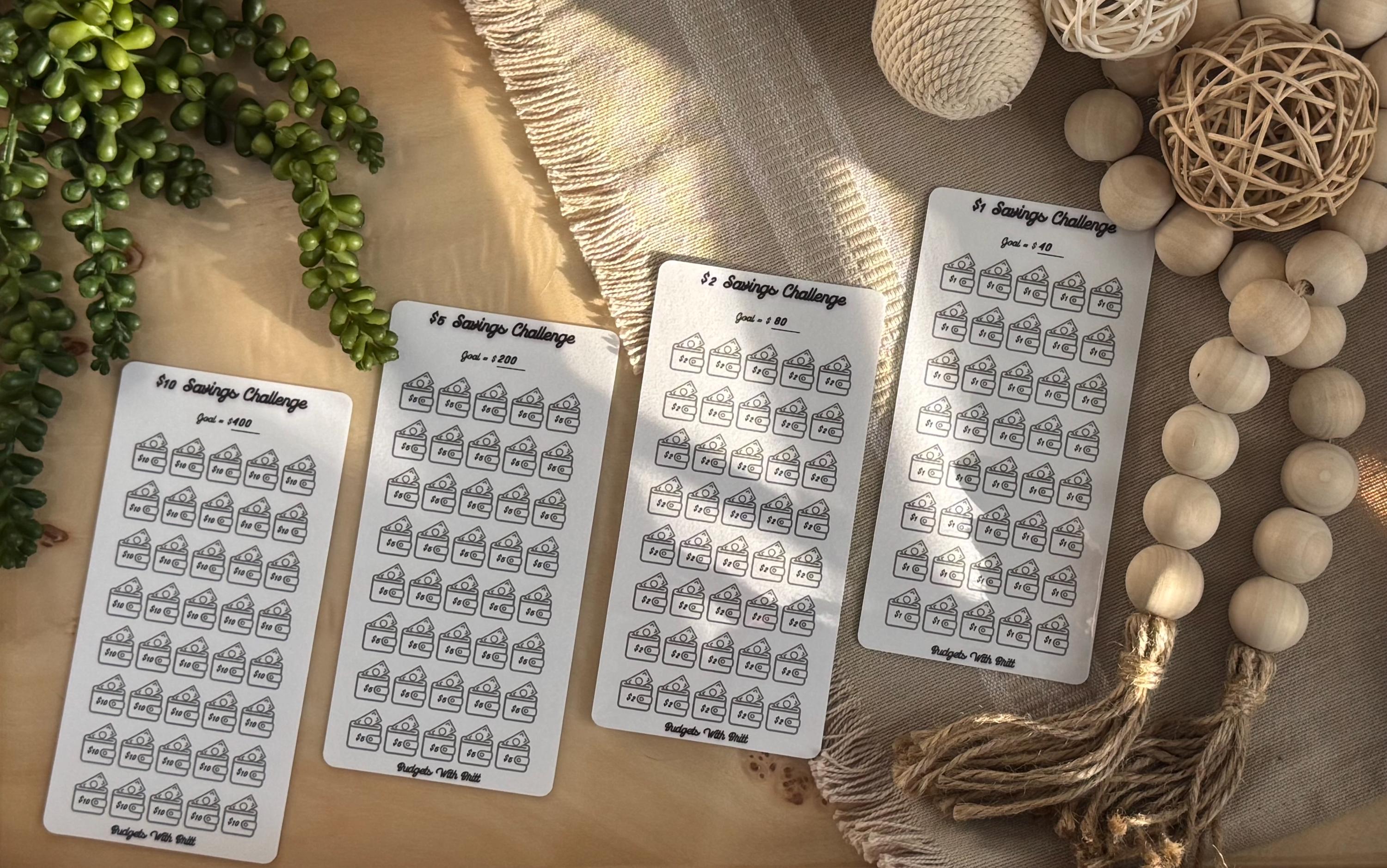 Denomination Tracker | A6 Savings Tracker Insert | Reusable Savings Challenge | Sinking Funds | Card Stock