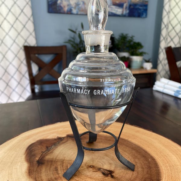 1956 Owens Illinois Pharmacy Graduate Show Globe: Mid-Century Apothecary Decor