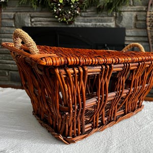 Large Handwoven Wicker Storage Basket with Handles | Farmhouse Decor