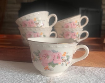 Vintage Pink Floral Teacup Sets Lot of 5 | Porcelain Tea Party Cups