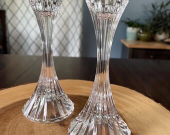 ヴィンテージ サファイアブルー ガラス 6インチ キャンドルホルダー