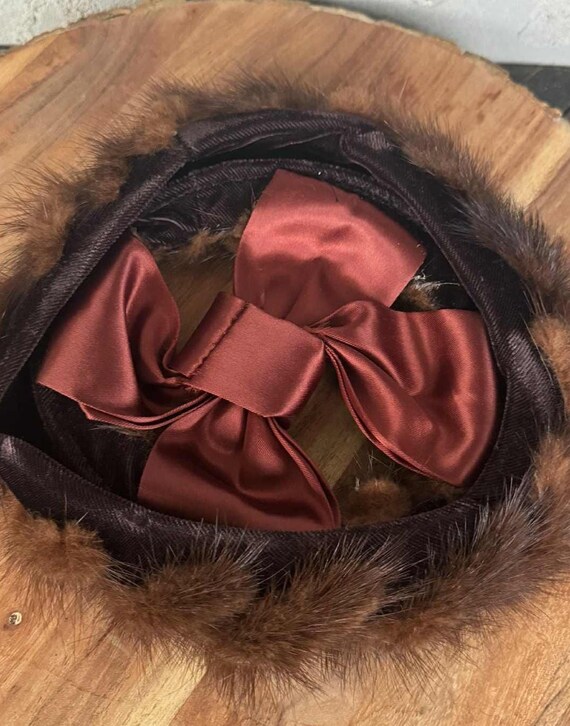 Vintage 1950s Mink Fur Pillbox Hat w/ Netted Veil &‎ Satin Bow – Elegant Retro Vintage 1950s Mink Fur Pillbox Hat w/ Netted | Mercari main image 4