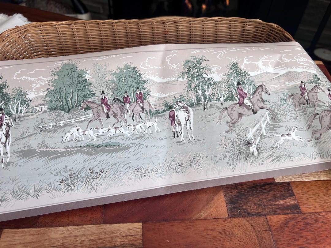 Rustic Huntingborder Vintage Hunting Scene Wall Border | Equestrian Wallpaper Border | Horse ...