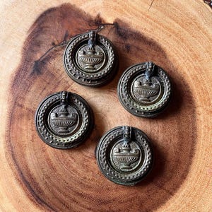 Vintage Brass Urn Drop Loop Pulls | Set of 4 Antique Style Furniture Handles | Decorative Drawer Pulls | Furniture Restoration Hardware