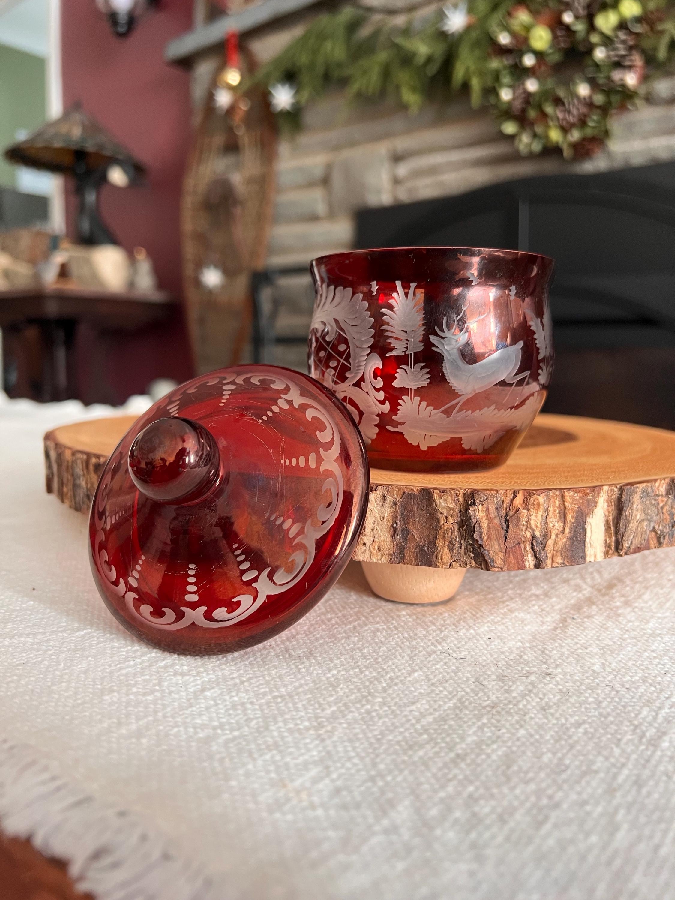 Antique Red Crystal Bowls - Etsy
