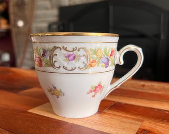 Conjunto de jantar Oscar De La Renta Royale Dresden Flowers | Porcelana com borda dourada e estampa floral | Porcelana da Alemanha Ocidental