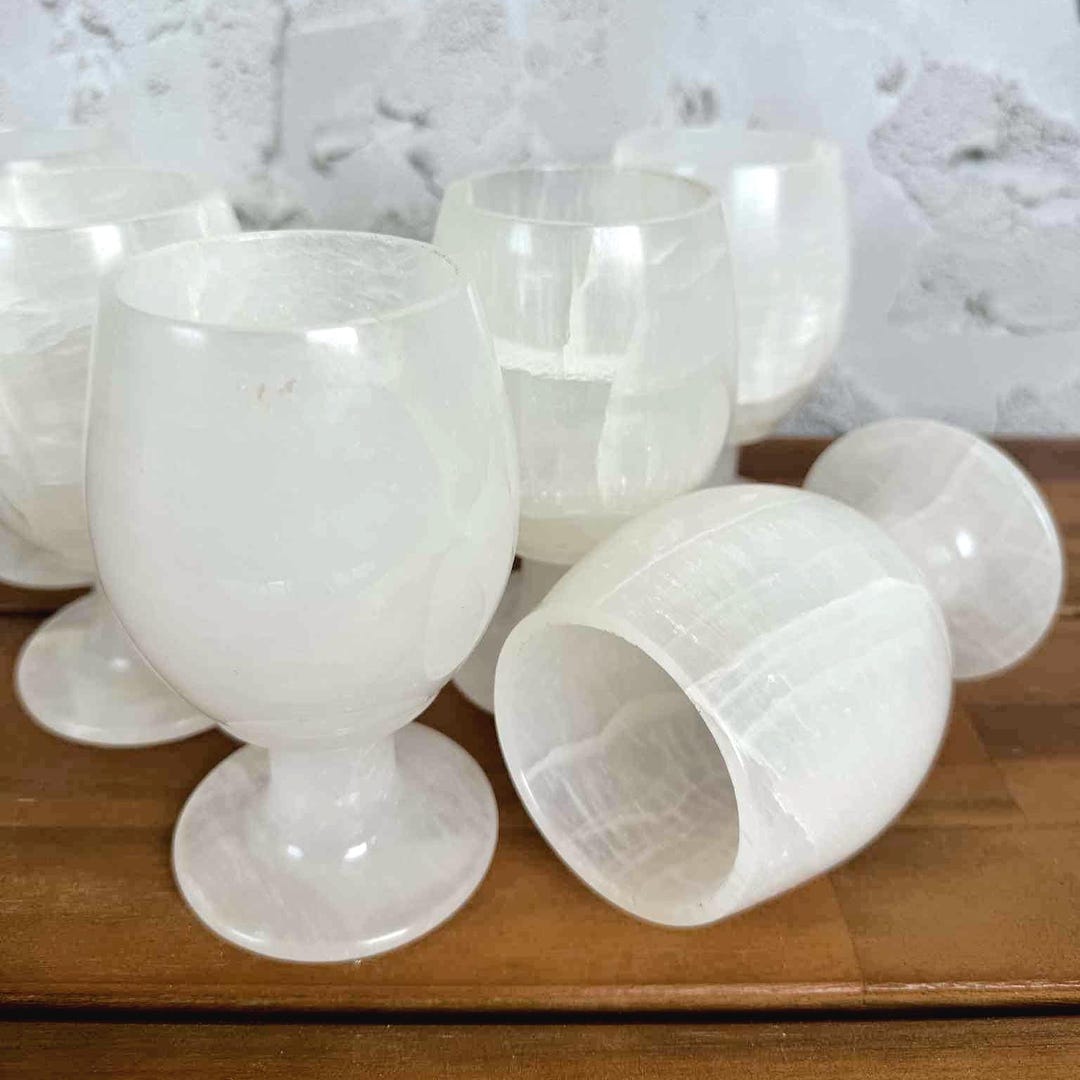 Set of 6 Vintage Alabaster Goblet Set | Hand-carved Italian Stemware - Etsy