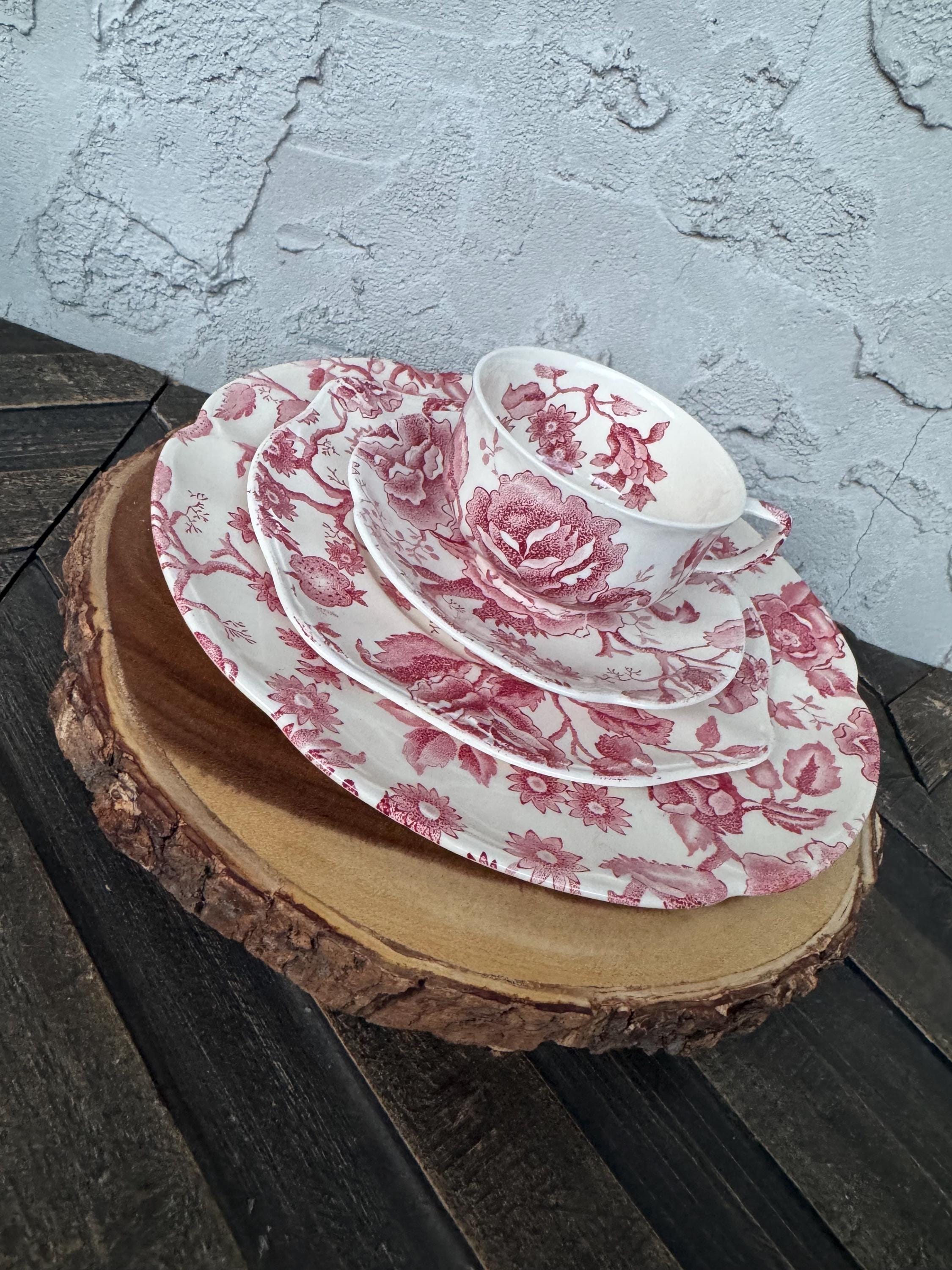1950s Johnson Bros Pink Transferware Place Setting – English