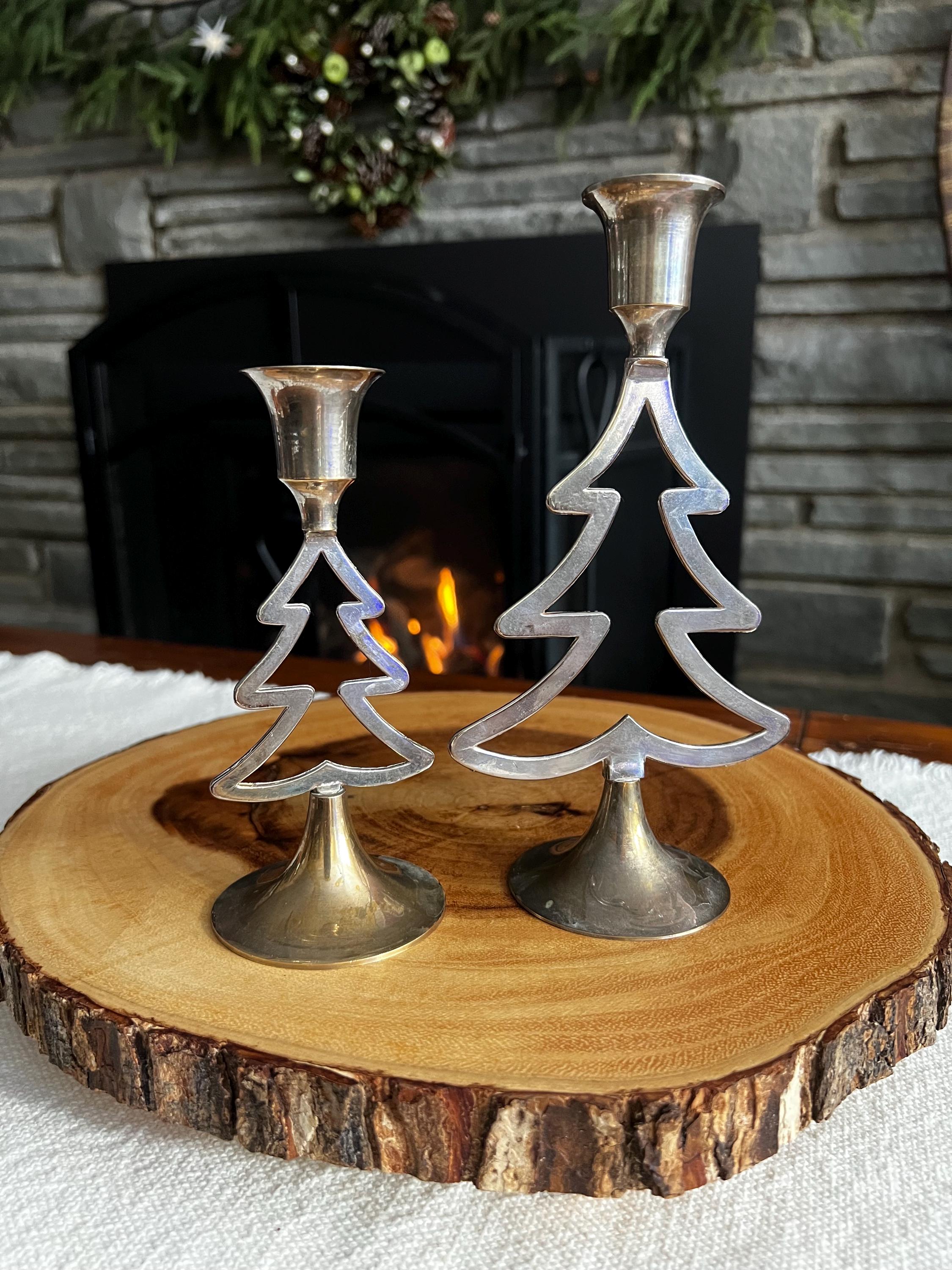 クリスマス　飾り　蝋燭3本　3段　回転　木製　ヴィンテージ　（2088） Vintage International Silver Company Christmas Tree Candle Holders
