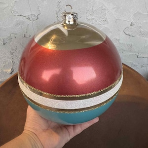 Massive Vintage White Glass Christmas Ornament - 25&quot; Circumference - Rare Holiday Statement Piece