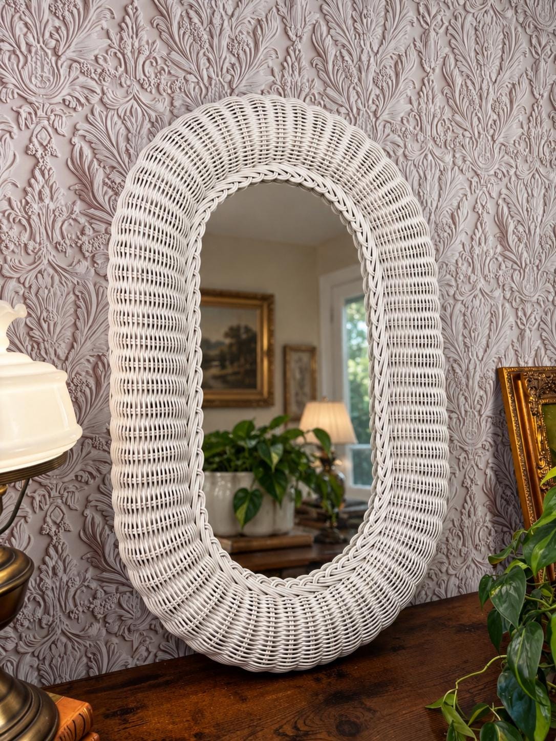 Vintage Rattan Mirror - Etsy
